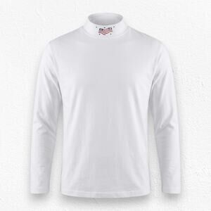 Y2K Vintage White Patriotic Mock Neck USA Flag Embroidery Minimal Shirt Size XL